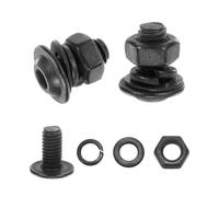 sourcing map 10Pcs M6 x 12mm Flanged Button Head Socket Cap Screws, 304 Stainless Steel Socket Drive Fasteners Bolts with Nuts Flat & Lock Washer, Black