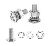 sourcing map 10Pcs M6 x 16mm Flanged Button Head Socket Cap Screws, 304 Stainless Steel Socket Drive Fasteners Bolts with Nuts Flat & Lock Washer, Silver Tone