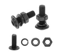 sourcing map 10Pcs M6 x 20mm Flanged Button Head Socket Cap Screws, 304 Stainless Steel Socket Drive Fasteners Bolts with Nuts Flat & Lock Washer, Black
