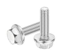 sourcing map 10Pcs M6 x 20mm Hex Serrated Flange Bolts Screws, 304 Stainless Steel Flanged Hex Head Bolts Flange Hexagon Screws for Households, Machine Tools, and DIY project, Silver