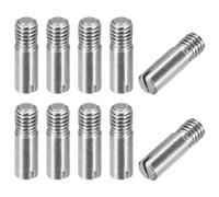 sourcing map 10Pcs M6 x 20mm Slotted Cylindrical Pin 304 Stainless Steel Dowel External Thread Locating Pin for Furniture Cabinets