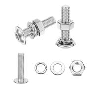 sourcing map 10Pcs M6 x 25mm Flanged Button Head Socket Cap Screws, 304 Stainless Steel Socket Drive Fasteners Bolts with Nuts Flat & Lock Washer, Silver Tone