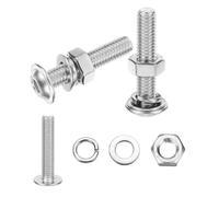 sourcing map 10Pcs M6 x 30mm Flanged Button Head Socket Cap Screws, 304 Stainless Steel Socket Drive Fasteners Bolts with Nuts Flat & Lock Washer, Silver Tone