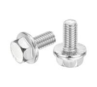 sourcing map 10Pcs M6 x 30mm Hex Serrated Flange Bolts Screws, 304 Stainless Steel Flanged Hex Head Bolts Flange Hexagon Screws for Households, Machine Tools, and DIY project, Silver