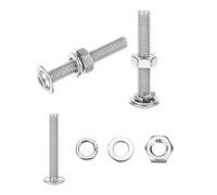 sourcing map 10Pcs M6 x 40mm Flanged Button Head Socket Cap Screws, 304 Stainless Steel Socket Drive Fasteners Bolts with Nuts Flat & Lock Washer, Silver Tone