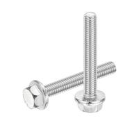 sourcing map 10Pcs M6 x 40mm Hex Serrated Flange Bolts Screws, 304 Stainless Steel Flanged Hex Head Bolts Flange Hexagon Screws for Households, Machine Tools, and DIY project, Silver