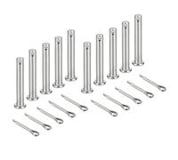 sourcing map 10Pcs M6x40mm Clevis Pins, 304 Stainless Steel Single Hole Flat Head Hitch Fastener Lock Systems with Cotter Pins for Furniture Installation Trailer Lawn Mower, Silver