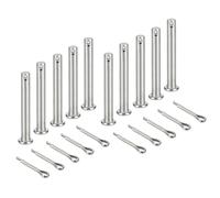 sourcing map 10Pcs M6x50mm Clevis Pins, 304 Stainless Steel Single Hole Flat Head Hitch Fastener Lock Systems with Cotter Pins for Furniture Installation Trailer Lawn Mower, Silver