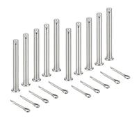 sourcing map 10Pcs M6x70mm Clevis Pins, 304 Stainless Steel Single Hole Flat Head Hitch Fastener Lock Systems with Cotter Pins for Furniture Installation Trailer Lawn Mower, Silver