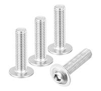 sourcing map 10Pcs M8-1.25x30mm Flanged Button Head Socket Cap Screws, 304 Stainless Steel Socket Drive Fasteners Bolts, Fully Thread Machine Screws, Silver