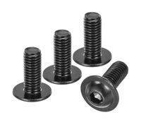 sourcing map 10Pcs M8-1.25x8mm Flanged Button Head Socket Screws, Carbon Steel Socket Drive Fasteners Bolts, Fully Thread Machine Screws, Black