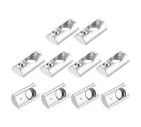 sourcing map 10Pcs M8 T Spring Nut Fastener Carbon Steel Nickel Plated Half Round Roll in Spring T Slot Nut for T-Slot Aluminum Profile 3D Printer, CNC Router 3030 Series