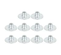 sourcing map 10Pcs M8x27x11mm Brad Hole Tee Nuts Manganese Steel 3-Hole Round Base Plate Nut White Zinc Plated Female Thread Insert Nuts for Wood Furniture