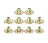 sourcing map 10Pcs M8x36x17mm Brad Hole Tee Nuts Manganese Steel 3-Hole Round Base Plate Nut Color Zinc Plated Female Thread Insert Nuts for Wood Furniture