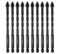 sourcing map 10pcs Masonry Drill Bits, 8mm Concrete Drill Bit 1/4" Hex Shank Ceramic Tile Drill Bit Carbide Tip for Brick, Glass, Plastic, Ceramic Tile, Wall Mirror, Black
