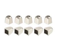sourcing map 10Pcs Metal Bell Stopper, 4mm Square Cord Ends Lock Rope Fastener End Stoppers for Drawstring Lanyard Backpack Bag DIY, Silver White