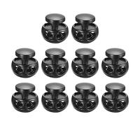 sourcing map 10pcs Metal Cord Locks, 3mm Double Hole Spring Stopper Fastener Slider Toggles End for Drawstrings Bags Backpack Clothing Lanyards, Electrophoretic Black