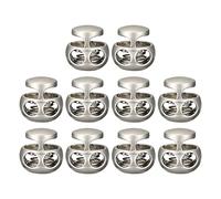 sourcing map 10pcs Metal Cord Locks, 3mm Double Hole Spring Stopper Fastener Slider Toggles End for Drawstrings Bags Backpack Clothing Lanyards, Pearl Nickel