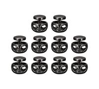 sourcing map 10pcs Metal Cord Locks, 3mm Double Hole Spring Stopper Fastener Slider Toggles End for Drawstrings Bags Backpack Clothing Lanyards, Black
