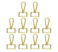 sourcing map 10pcs Metal D Ring Lobster Claw Clasps 1.02" (26mm) Zinc Alloy 360 Degree Swivel Trigger Push Gate Snap Hooks for Keychains Jewelry Strap DIY Crafts, Gold