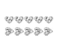 sourcing map 10Pcs Metal Heart Buttons, 16mm Heart Shape Sewing Craft Buttons with Single Hole for Sewing Blouse Shirt Button DIY Garments and Accessories, Silver