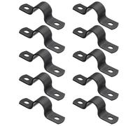 sourcing map 10Pcs Metal Pipe Clamps, 1/2 Inch Carbon Steel Two Hole Strap U Bracket Tube Clip Conduit Clamps for Pipe Fixing Wire Cord Installation Decorating, Black