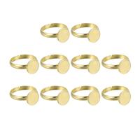 sourcing map 10Pcs Metal Ring Base Blank, 10mm Adjustable Pad Cabochon Ring Blank Base Flat Bezel Tray for Jewelry Making Finding DIY Craft, Gold