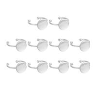 sourcing map 10Pcs Metal Ring Base Blank, 12mm Adjustable Pad Cabochon Ring Blank Base Flat Bezel Tray for Jewelry Making Finding DIY, Silver