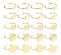 sourcing map 10Pcs Metal Ring Base Blank, 6/8/10/12/14mm Adjustable Pad Cabochon Ring Blank Base Flat Bezel Tray for Jewelry Making Finding DIY, Silver