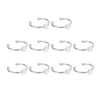 sourcing map 10Pcs Metal Ring Base Blank, 6mm Adjustable Pad Cabochon Ring Blank Base Flat Bezel Tray for Jewelry Making Finding DIY, Silver