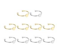 sourcing map 10Pcs Metal Ring Base Blank, 6mm Adjustable Pad Cabochon Ring Blank Base Flat Bezel Tray for Jewelry Making Finding DIY, Silver/Gold