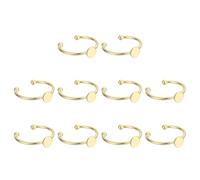 sourcing map 10Pcs Metal Ring Base Blank, 6mm Adjustable Pad Cabochon Ring Blank Base Flat Bezel Tray for Jewelry Making Finding DIY, Gold