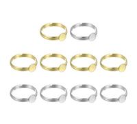 sourcing map 10Pcs Metal Ring Base Blank, 6mm Adjustable Pad Cabochon Ring Blank Base Flat Bezel Tray for Jewelry Making Finding DIY Craft, Silver/Gold