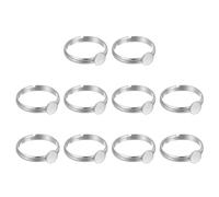 sourcing map 10Pcs Metal Ring Base Blank, 6mm Adjustable Pad Cabochon Ring Blank Base Flat Bezel Tray for Jewelry Making Finding DIY Craft, Silver