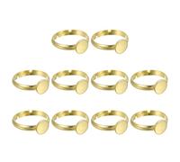 sourcing map 10Pcs Metal Ring Base Blank, 8mm Adjustable Pad Cabochon Ring Blank Base Flat Bezel Tray for Jewelry Making Finding DIY Craft, Gold