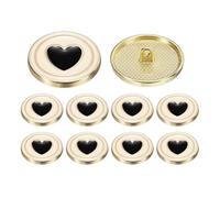 sourcing map 10pcs Metal Shank Buttons, 20mm/0.79" Electroplating Golden Circles Heart Enamel Decorative Round Sewing Coat Button for Crafts Dress Blazer Coat Suit Cardigan, Black