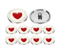 sourcing map 10pcs Metal Shank Buttons, 25mm/0.98" Electroplating Silver Circles Heart Enamel Decorative Round Sewing Coat Button for Crafts Dress Blazer Coat Suit Cardigan, Red