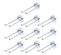 sourcing map 10Pcs Metal Square Peg Board Hooks, 5.9" Heavy Duty Exhibition Display Hooks Square Hole Peg Double Rod for 3/8" Spaced Pegboards, Retail Shelf Rack Hook, Silver