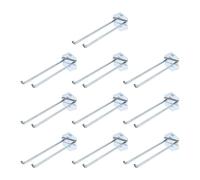 sourcing map 10Pcs Metal Square Peg Board Hooks, 7.9" Heavy Duty Exhibition Display Hooks Square Hole Peg Double Rod for 3/8" Spaced Pegboards, Retail Shelf Rack Hook, Silver