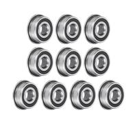 sourcing map 10pcs MF104-2RS Flanged Ball Bearing 4x10x4mm Chrome Steel Double Rubber Seals Miniature Bearing, Deep Groove Ball Bearings, P6 (ABEC 3)