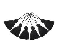 sourcing map 10Pcs Mini Bookmark Tassels, 5" Gradient Polyester Tassels Soft Handmade Silky Floss with Cord Loop for Jewelry Making, Handbag, Pendant DIY Crafts, Black