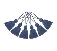 sourcing map 10Pcs Mini Bookmark Tassels, 5" Gradient Polyester Tassels Soft Handmade Silky Floss with Cord Loop for Jewelry Making, Handbag, Pendant DIY Crafts, Navy Blue