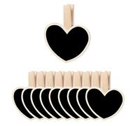 sourcing map 10pcs Mini Chalkboards Signs with Wooden Clip Wood Heart Design Chalkboard Tag for Weddings Birthday Party Message Board Signs Table Number Reminder Price Tag
