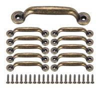 sourcing map 10Pcs Mini Decorative Handles, 3.5" Vintage Mini Pulls Metal Jewelry Drawer Box Zinc Alloy Cabinet Screw Mounted Pull Handles for Furniture Dresser Sliding Door, Bronze