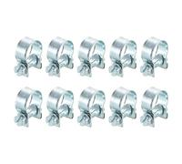 sourcing map 10Pcs Mini Fuel Line Pipe Hose Clamp Clip, Adjustable 13-15mm(0.51"-0.59") Fuel Injection Line Style Hose Clamp, Zinc Plated Pipe Hose Clip Tube Clamps