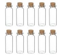 sourcing map 10Pcs Mini Glass Bottles with Cork Stoppers, 12ml Small Clear Bottles Glass Empty Jars Vials for DIY Crafts Party Wedding Decor Favors