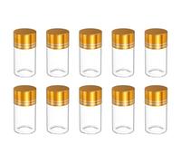 sourcing map 10Pcs Mini Glass Bottles with Lids, 8ml Small Clear Bottles Glass Empty Jars Vials for DIY Crafts Party Wedding Decor Favors