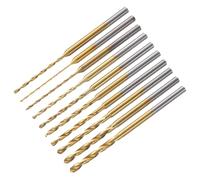 sourcing map 10Pcs Mini Twist Drill Bit Set 0.6/0.8/1/1.2/1.3/1.5/1.6/1.8/2/2.2mm Dia Micro Engraving Drill Bits, High-Speed Steel 2.35mm Shank Titanium Coated for DIY Resin, Wood, Amber