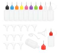 sourcing map 10Pcs Needle Tip Squeeze Bottle, 30ml/1oz Glue Tip Applicator Bottles Plastic Liquid Glue Bottle for Paper Crafts, Painting, Oil, Ink(10 Colors, with 10 Funnel)