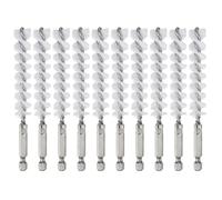 sourcing map 10Pcs Nylon Bore Brush 14mm Dia 4.5" Long Cleaning Twisted Wire Brush with Handle 1/4" Hex Shank for Tubes Ports Bearings, White